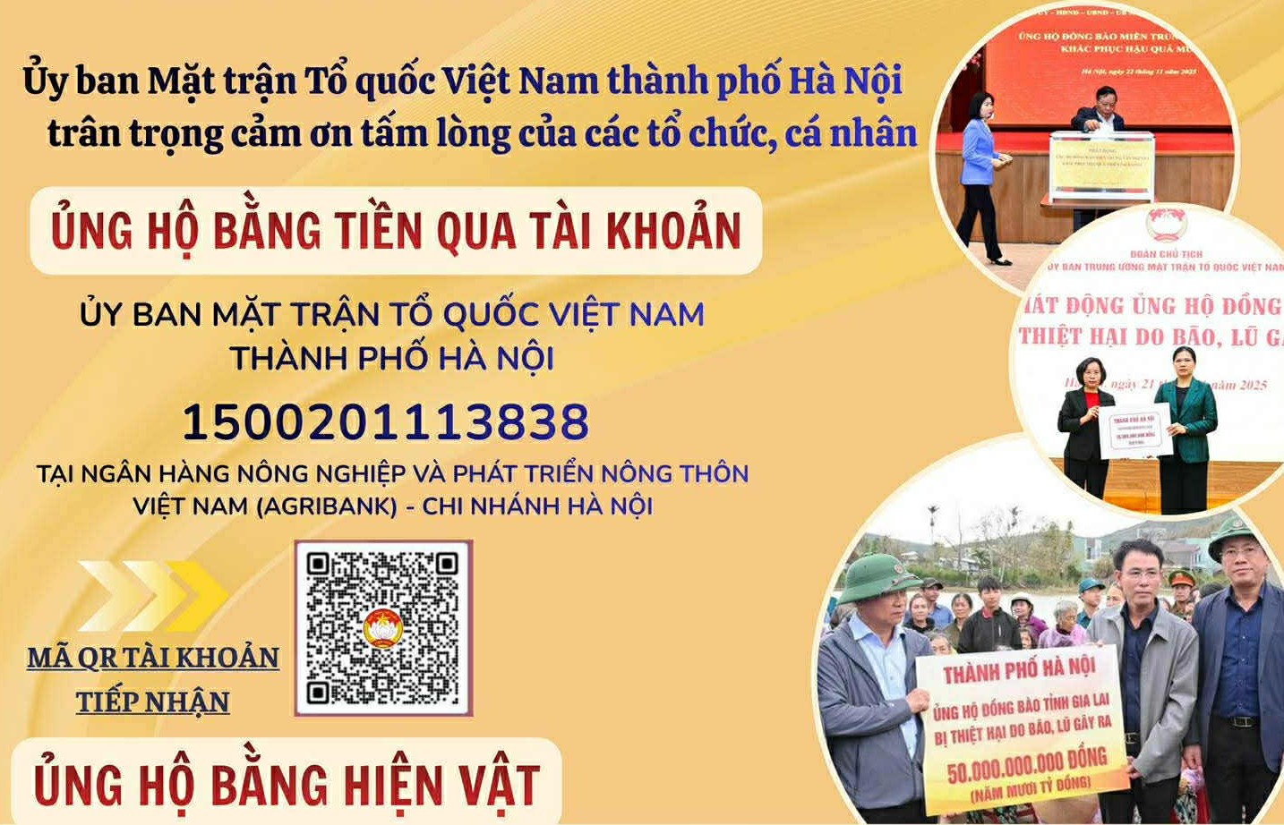 MTTQ TP Hà Nội kêu gọi ủng hộ đồng bào bị thiệt hại do mưa, lũ