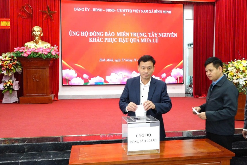 Cán bộ, Nhân dân Bình Minh hướng về miền Trung, Tây Nguyên ruột thịt