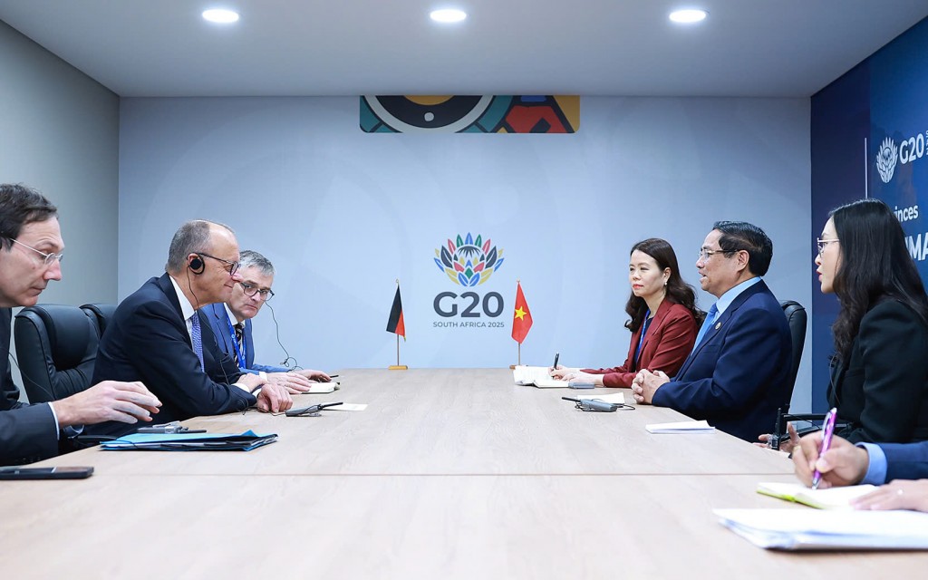 Thủ tướng Đức Friedrich Merz đánh giá cao vai trò và vị thế ngày càng cao của Việt Nam tại khu vực và trên thế giới; mong muốn tăng cường hợp tác với Việt Nam trên nhiều lĩnh vực - Ảnh: VGP/Nhật Bắc Thủ tướng Đức Friedrich Merz đánh giá cao vai trò và vị thế ngày càng cao của Việt Nam tại khu vực và trên thế giới; mong muốn tăng cường hợp tác với Việt Nam trên nhiều lĩnh vực - Ảnh: VGP/Nhật Bắc