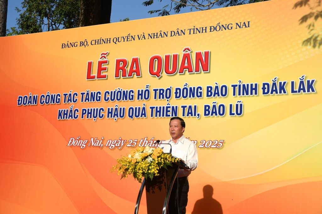 Chủ tịch UBND tỉnh Đồng Nai Nguyễn Văn Út phát biểu tại buổi lễ 