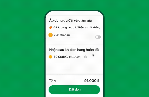 Đổi GrabXu dễ dàng để được giảm giá cho các đơn hàng GrabFood