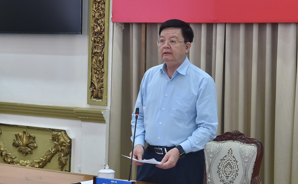 Phó Thủ tướng Mai Văn Chính chủ trì cuộc làm việc với các bộ, ngành, địa phương về tiến độ dự án đường Vành đai 3 TPHCM - Ảnh: VGP/Giang Thanh