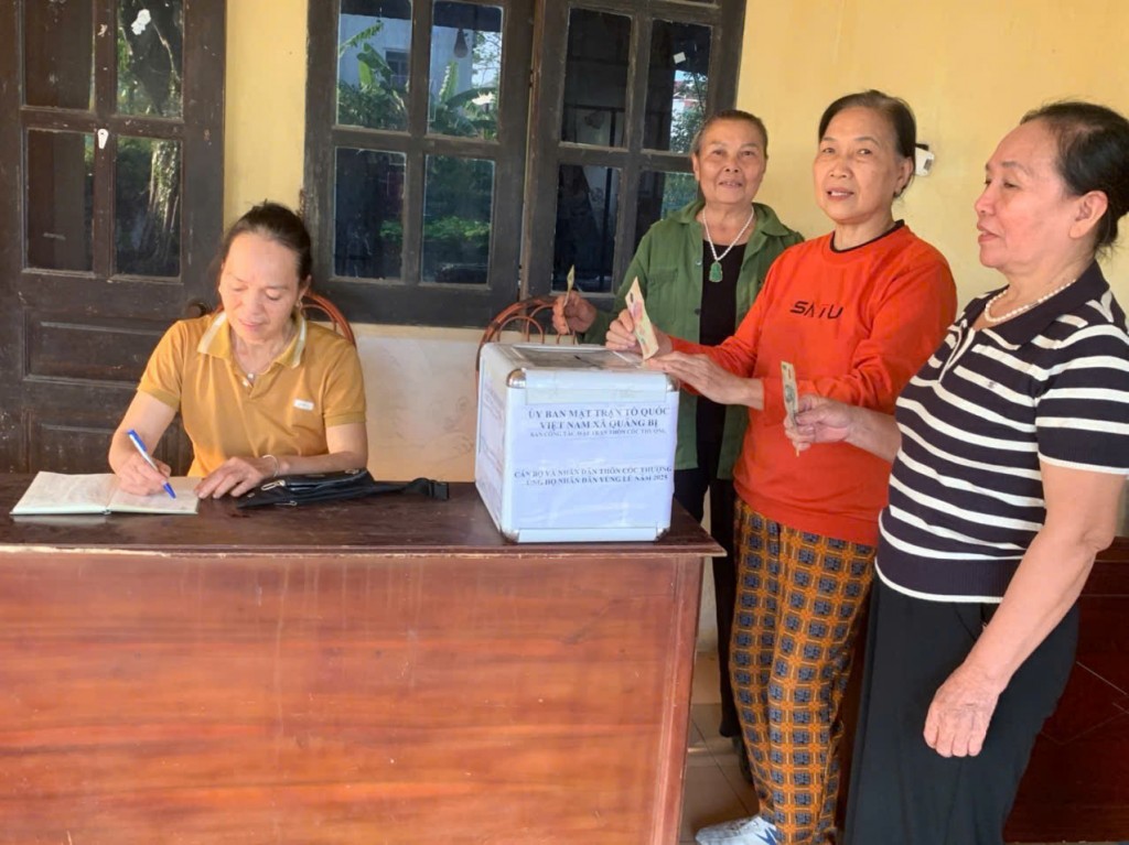 Nhân dân xã Quảng Bị hướng về đồng bào miền Trung và Tây Nguyên