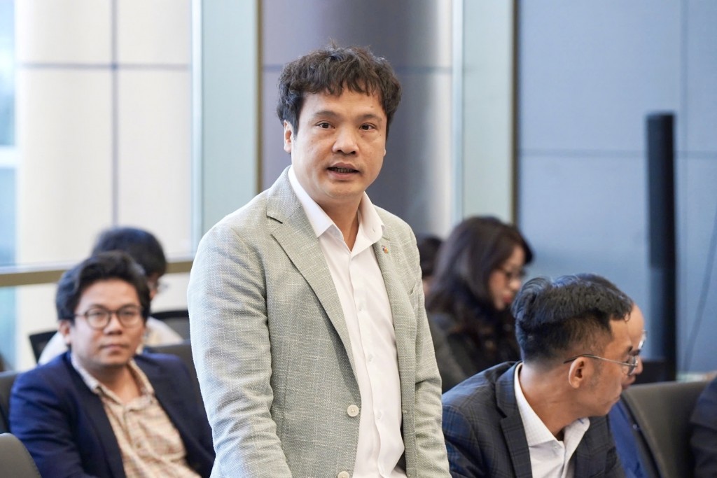 Ông Nguyễn Văn Khoa, Chủ tịch Mạng lưới hàng không, vũ trụ và thiết bị bay không người lái (AUVS) Việt Nam phát biểu tại buổi làm việc - Ảnh: VGP/Minh Ngọc