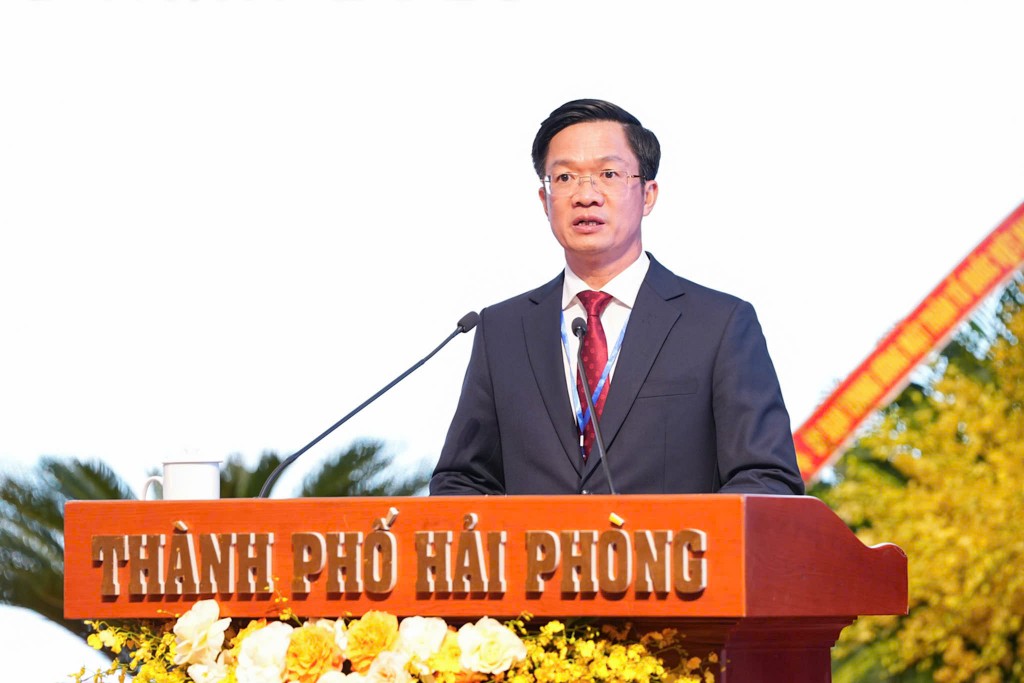 Đồng chí Phó Bí thư Thành uỷ, Chủ tịch Uỷ ban MTTQ Việt Nam thành phố Hải Phòng Phạm Văn Lập phát biểu khai mạc Đại hội