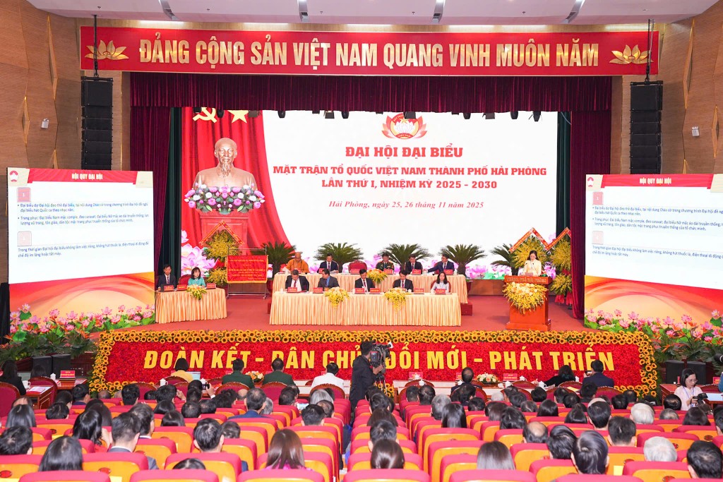Quang cảnh Đại hội đại biểu MTTQ Việt Nam thành phố Hải Phòng lần thứ nhất
