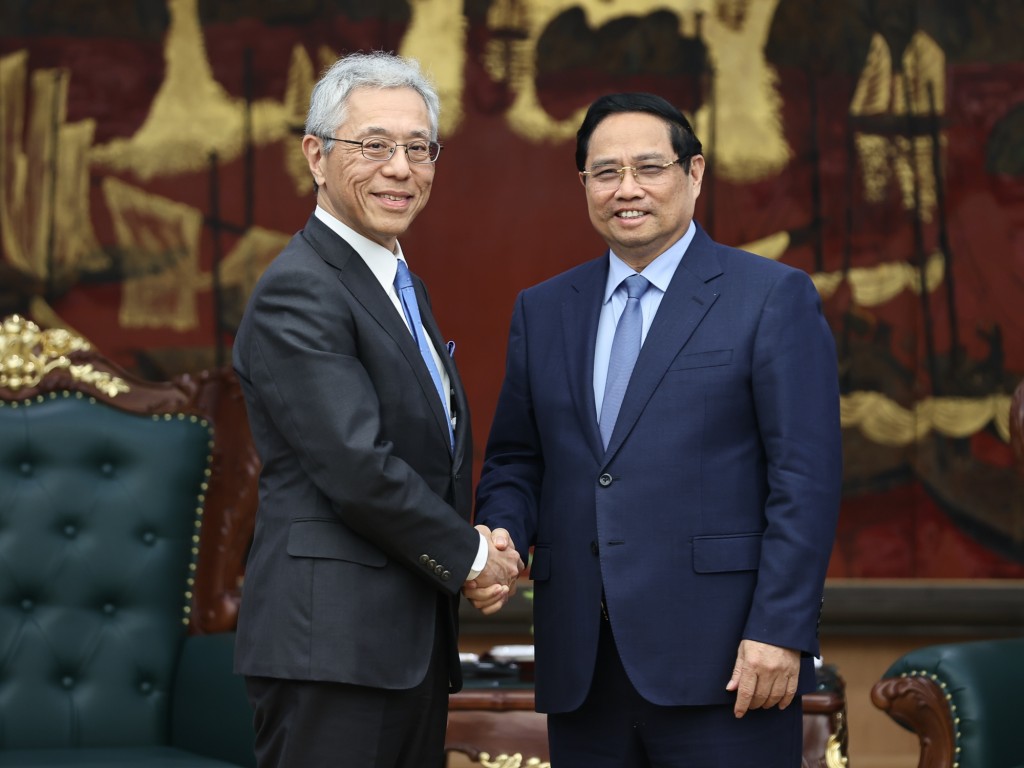 Thủ tướng Phạm Minh Chính tiếp ông Hori Kenichi, Chủ tịch kiêm Tổng Giám đốc điều hành Tập đoàn Mitsui - Ảnh: VGP/Nhật Bắc