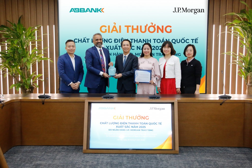 ABBANK được J.P. Morgan vinh danh chất lượng điện thanh toán quốc tế xuất sắc 2 năm liên tiếp ABBANK được J.P. Morgan vinh danh chất lượng điện thanh toán quốc tế xuất sắc 2 năm liên tiếp