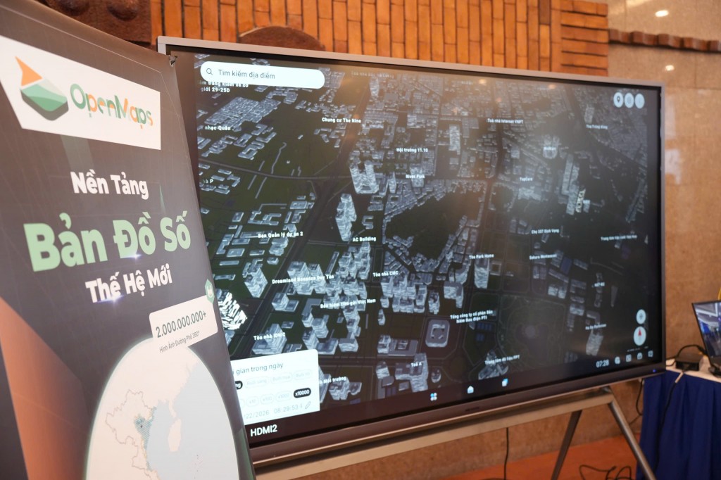 Gian trưng bày nền tảng bản đồ số OpenMaps – một trong những sản phẩm công nghệ tiêu biểu do thanh niên nghiên cứu, phát triển.