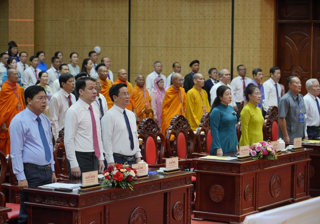 Lãnh đạo Ủy ban Trung ương MTTQ Việt Nam và tỉnh An Giang dự đại hội (ảnh: Tây Hồ)