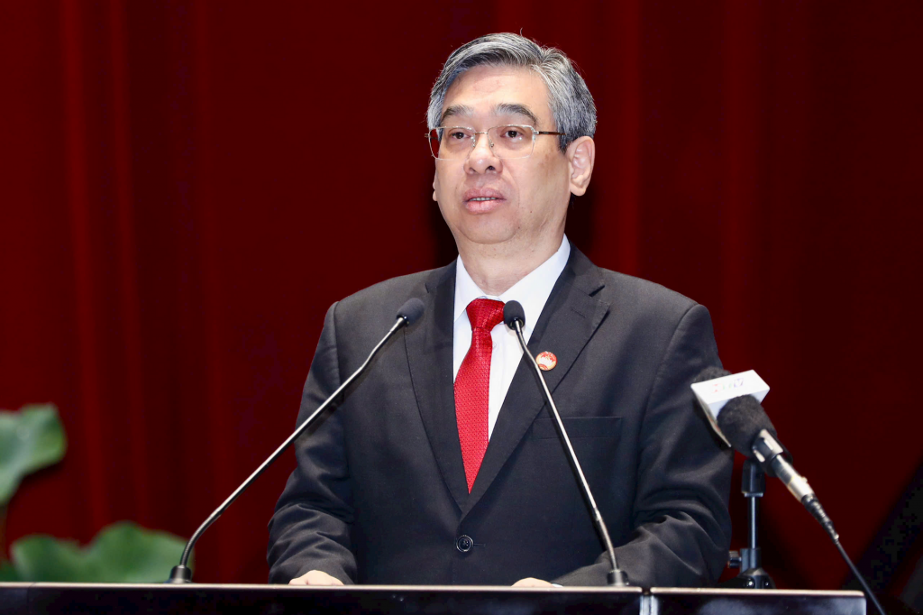 Phó Bí thư Thành ủy, Chủ tịch Ủy ban MTTQ Việt Nam TP.HCM Nguyễn Phước Lộc phát biểu khai mạc đại hội. 