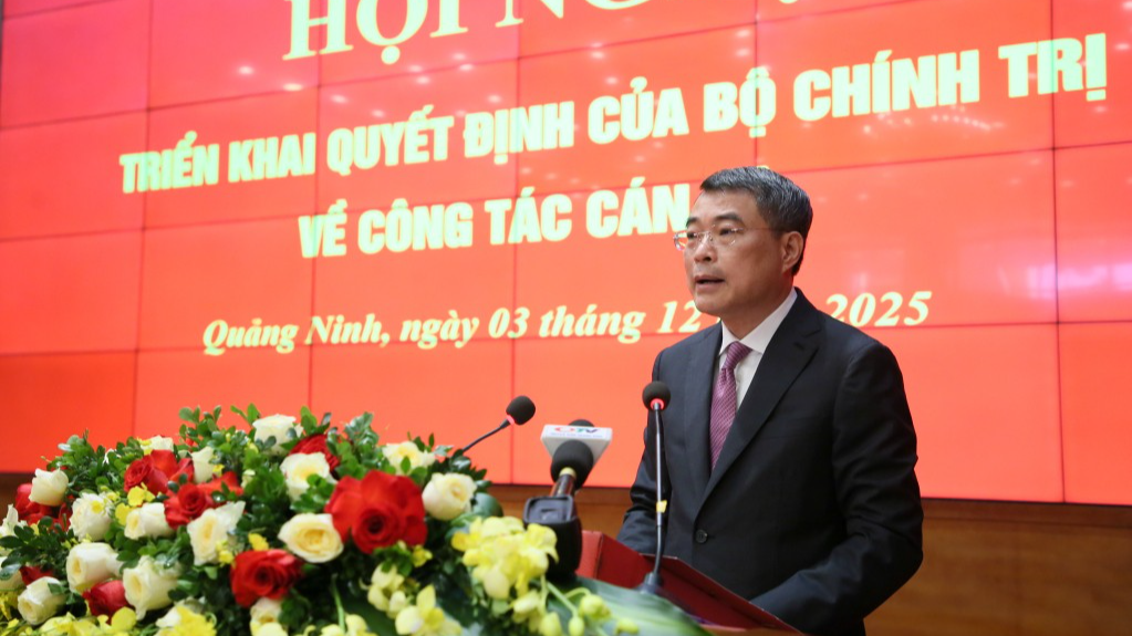 Đồng chí Lê Minh Hưng, Ủy viên Bộ Chính trị, Bí thư Trung ương Đảng, Trưởng Ban Tổ chức Trung ương, phát biểu giao nhiệm vụ.