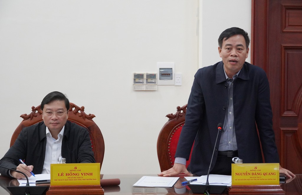 Phó Bí thư Tỉnh ủy, Chủ tịch HĐND tỉnh Nguyễn Đăng Quang, Phó Trưởng ban Thường trực BCĐ phát biểu tại cuộc họp Phó Bí thư Tỉnh ủy, Chủ tịch HĐND tỉnh Nguyễn Đăng Quang, Phó Trưởng ban Thường trực BCĐ phát biểu tại cuộc họp