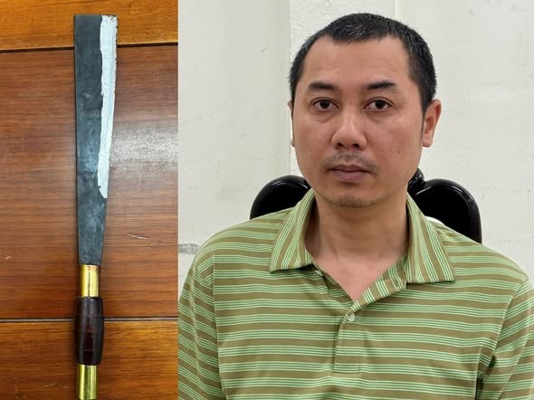  Đối tượng Đỗ Đức Trọng và hung khí gây án (Ảnh: C.A Đà Nẵng)