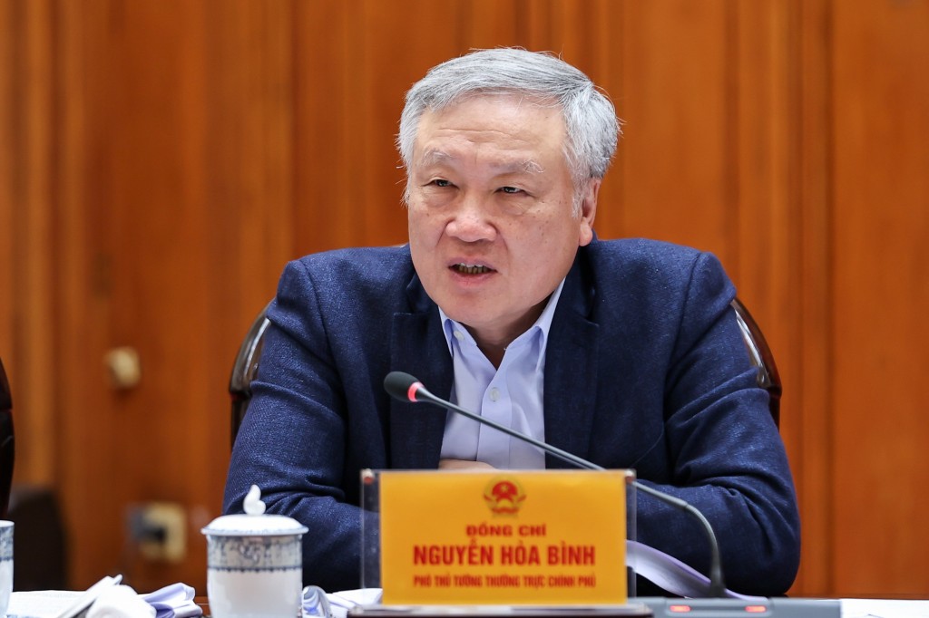 Phó Thủ tướng Thường trực Chính phủ Nguyễn Hòa Bình phát biểu - Ảnh: VGP/Nhật Bắc