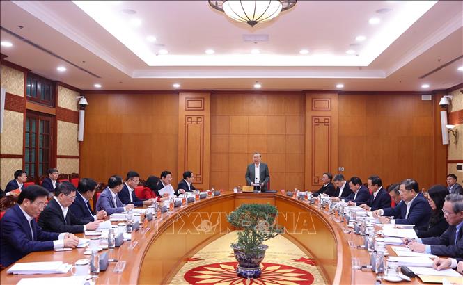 Tổng Bí thư Tô Lâm chủ trì buổi làm việc với Thường trực các Tiểu ban Đại hội XIV của Đảng Chú thích ảnh