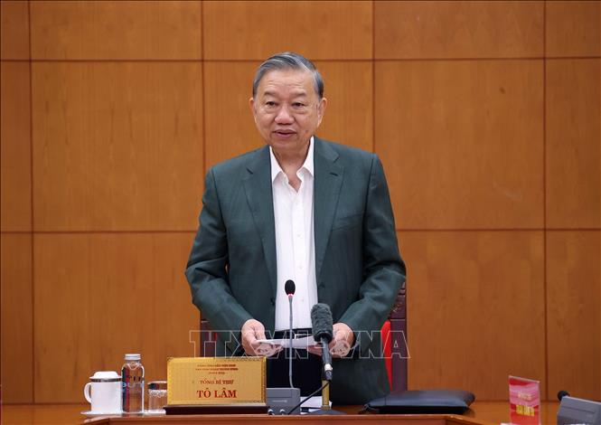 Tổng Bí thư Tô Lâm chủ trì buổi làm việc với Thường trực các Tiểu ban Đại hội XIV của Đảng Chú thích ảnh