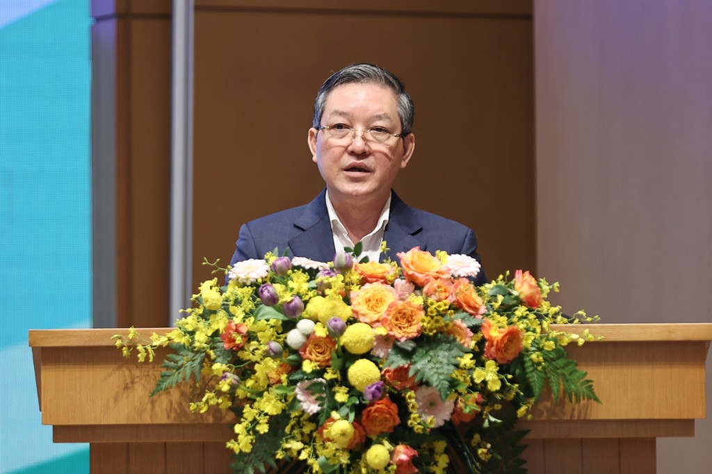 Chủ tịch Trung ương Hội Nông dân Việt Nam Lương Quốc Đoàn phát biểu đề dẫn Hội nghị - Ảnh: VGP/Nhật Bắc