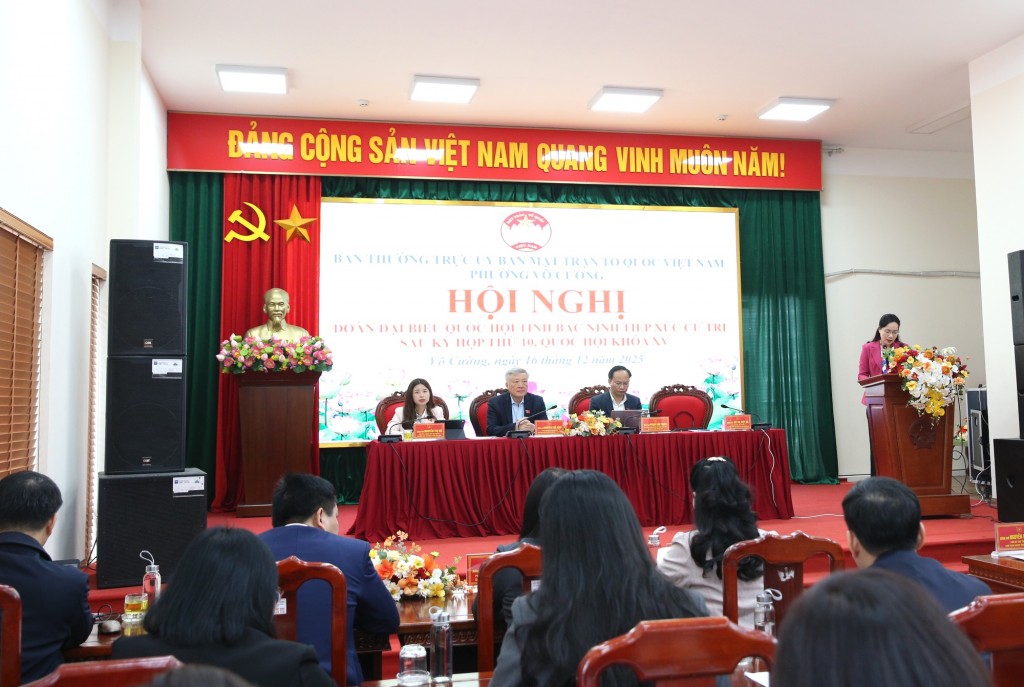 Đại biểu Quốc hội Đỗ Thị Việt Hà (Phó Giám đốc Sở Tư pháp Bắc Ninh) báo cáo tại Hội nghị - Ảnh: VGP/Nguyễn Hoàng