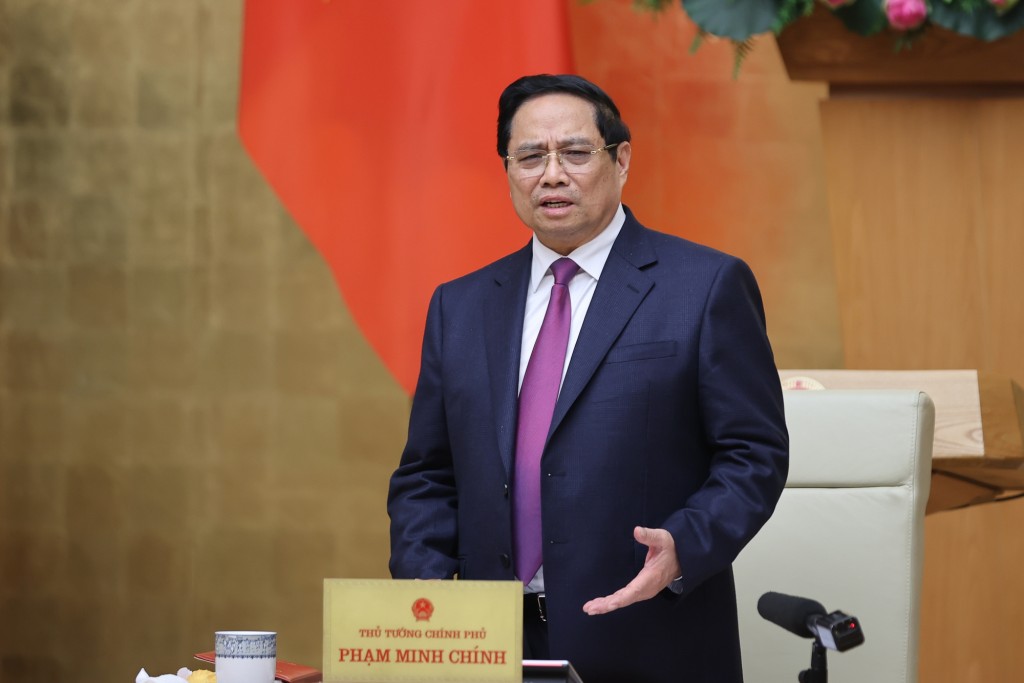 Thủ tướng Phạm Minh Chính chủ trì cuộc họp lần thứ 26 của Ban Chỉ đạo quốc gia chống khai thác hải sản bất hợp pháp, không báo cáo và không theo quy định (IUU) - Ảnh: VGP/Nhật Bắc