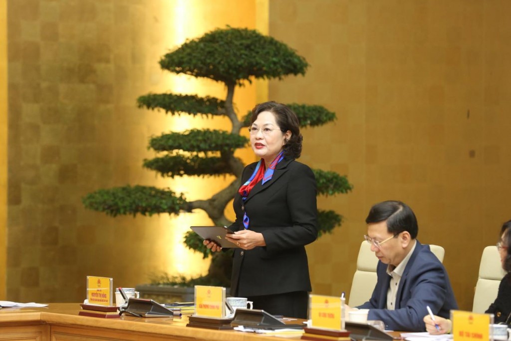 Thống đốc NHNN Nguyễn Thị Hồng phát biểu - Ảnh: VGP/Nhật Bắc