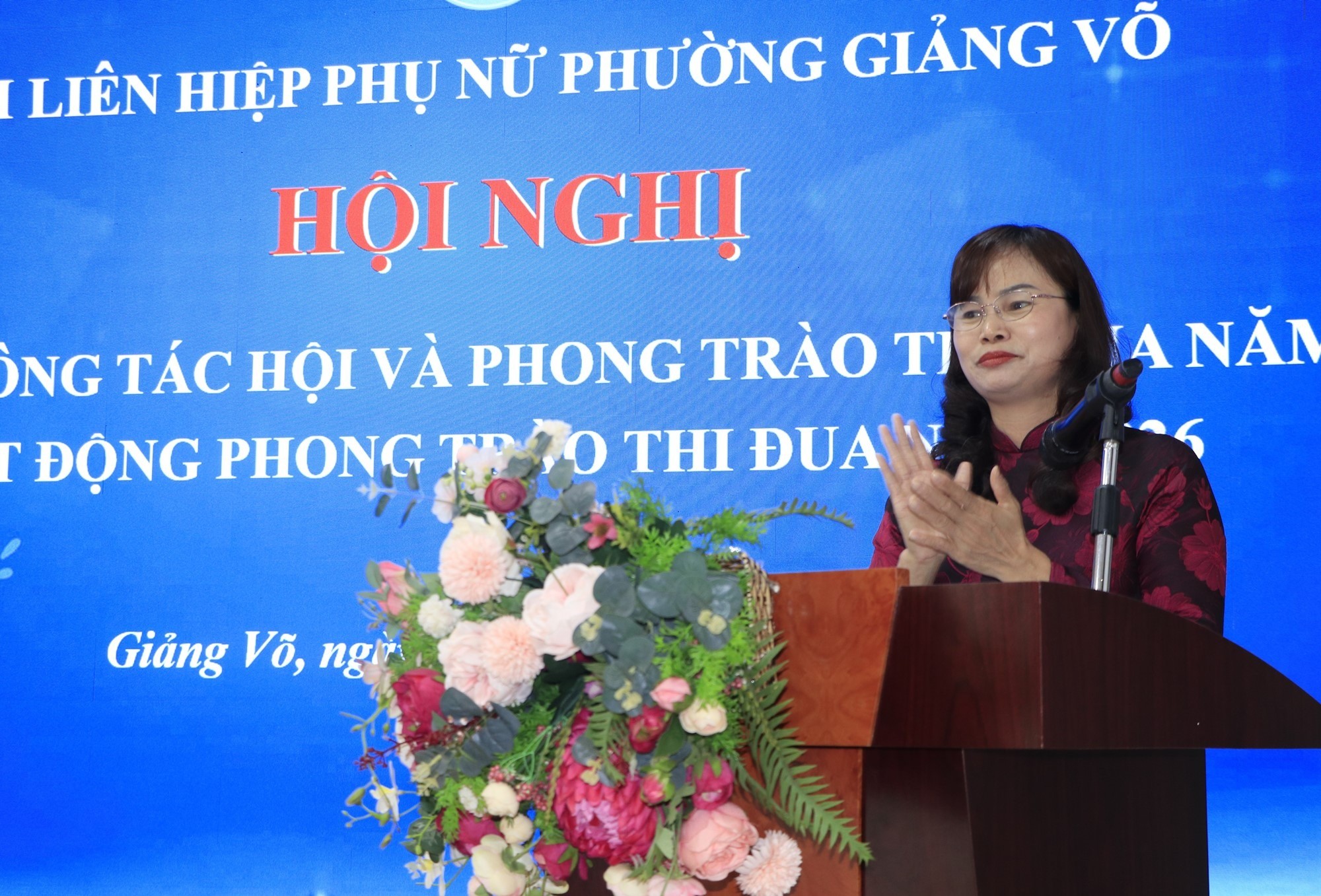 Đồng chí Phạm Thị Hòa, Đảng ủy viên, Phó Chủ tịch Thường trực Ủy ban MTTQ, Chủ tịch Hội LHPN phường Giảng Võ phát động phong trào thi đua năm 2026 Đồng chí Phạm Thị Hòa, Đảng ủy viên, Phó Chủ tịch Thường trực Ủy ban MTTQ, Chủ tịch Hội LHPN phường Giảng Võ phát động phong trào thi đua năm 2026