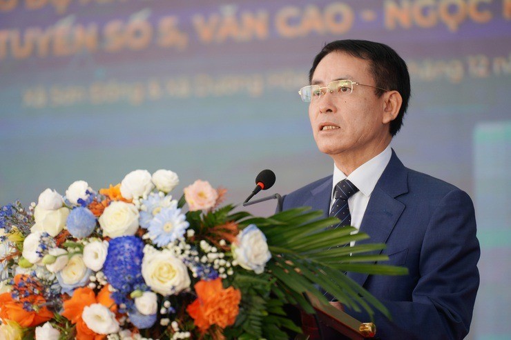 Phó Bí thư Thành ủy Hà Nội Nguyễn Trọng Đông phát biểu tại lễ khởi công