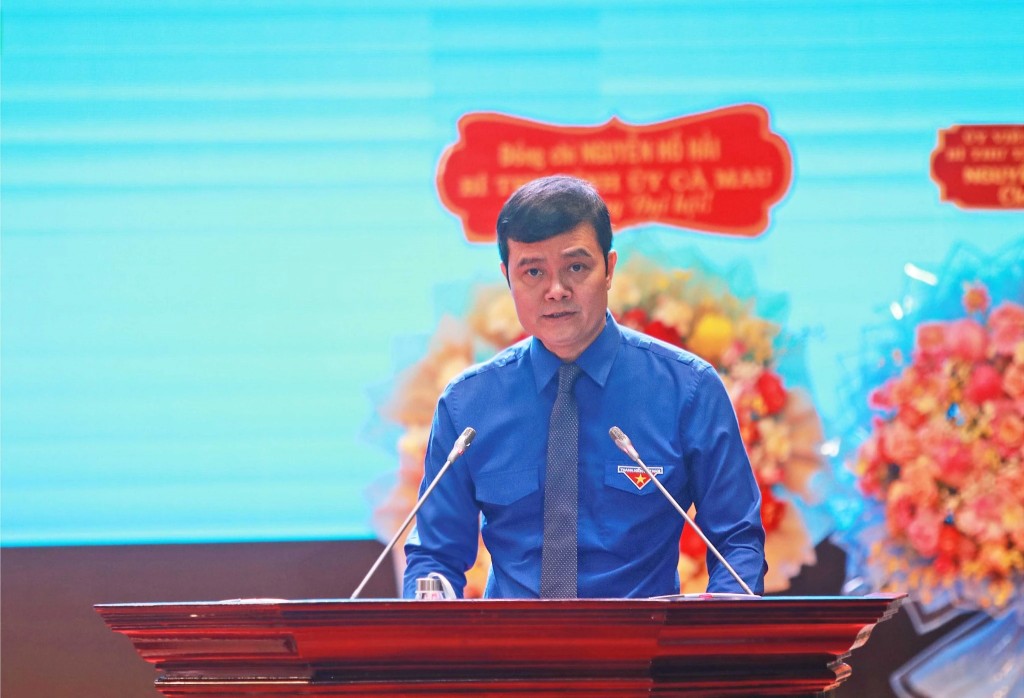 Bùi Quang Huy, Ủy viên dự khuyết T.Ư Đảng, Bí thư thứ nhất T.Ư Đoàn, phát biểu chỉ đạo đại hội