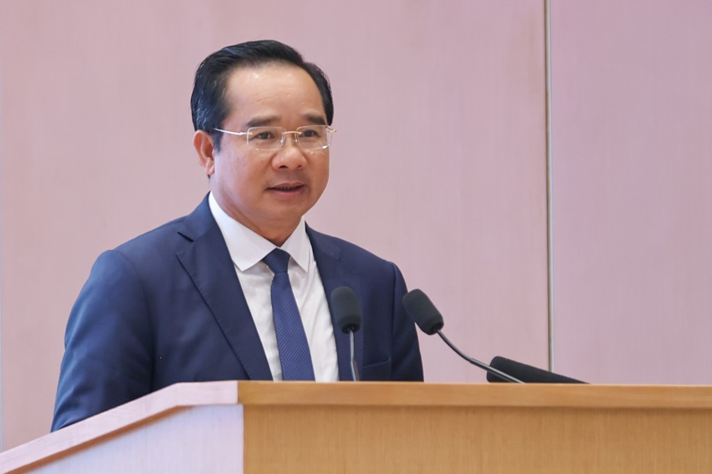 Chủ tịch UBND TPHCM Nguyễn Văn Được phát biểu tại Hội nghị - Ảnh: VGP/Nhật Bắc