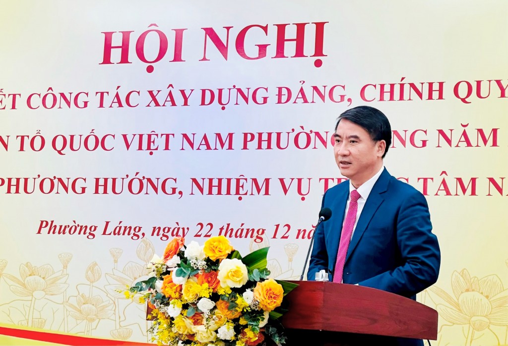 Phó Chủ tịch UBND thành phố Hà Nội Nguyễn Xuân Lưu phát biểu. Ảnh: Bảo Lâm