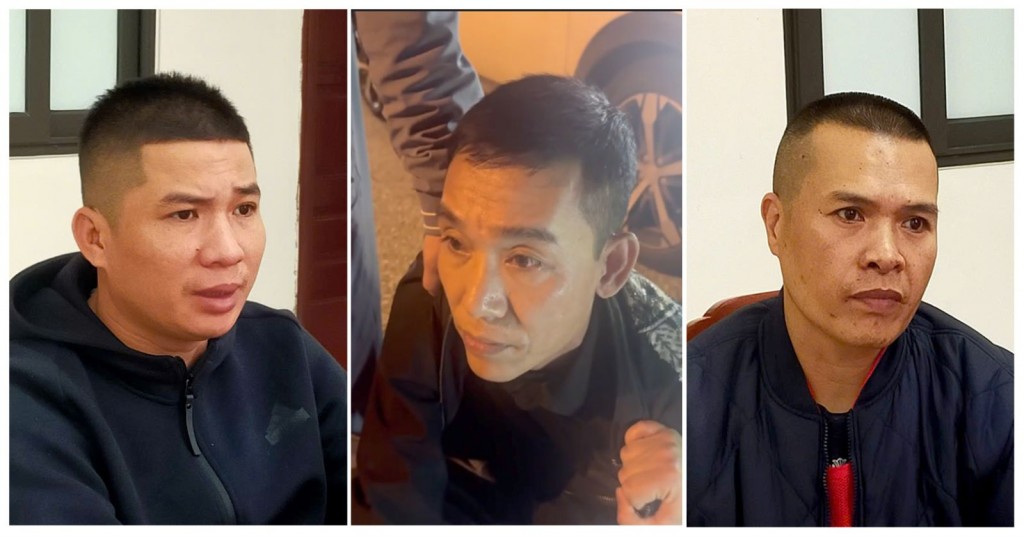 3 đối tượng Nguyễn Văn Kiều, Trần Mạnh Cường và Trần Sỹ Lợi (từ trái sang phải).