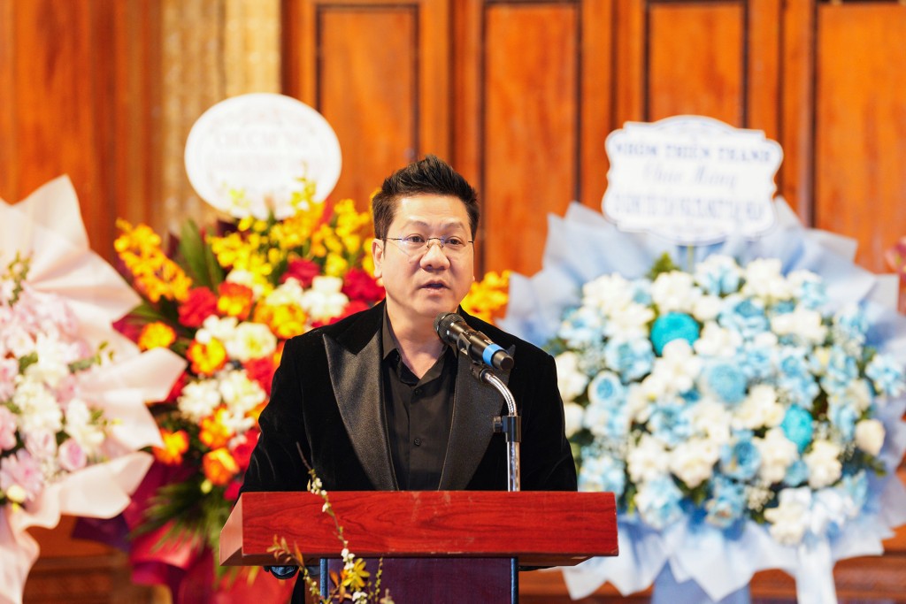 NSND Quốc Hưng, Giám đốc Học viện Âm nhạc quốc gia Việt Nam phát biểu tại buổi lễ
