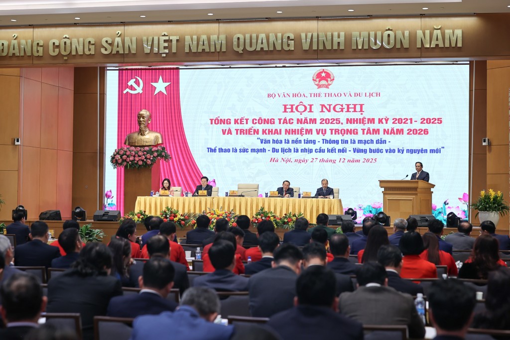 Thủ tướng nhấn mạnh 9 điểm sáng nổi bật của Bộ và ngành văn hóa, thể thao và du lịch (Ảnh: VGP/Nhật Bắc)