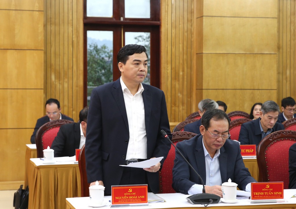 Chủ tịch UBND tỉnh Thanh Hóa Nguyễn Hoài Anh báo cáo - Ảnh: VGP/Nguyễn Hoàng