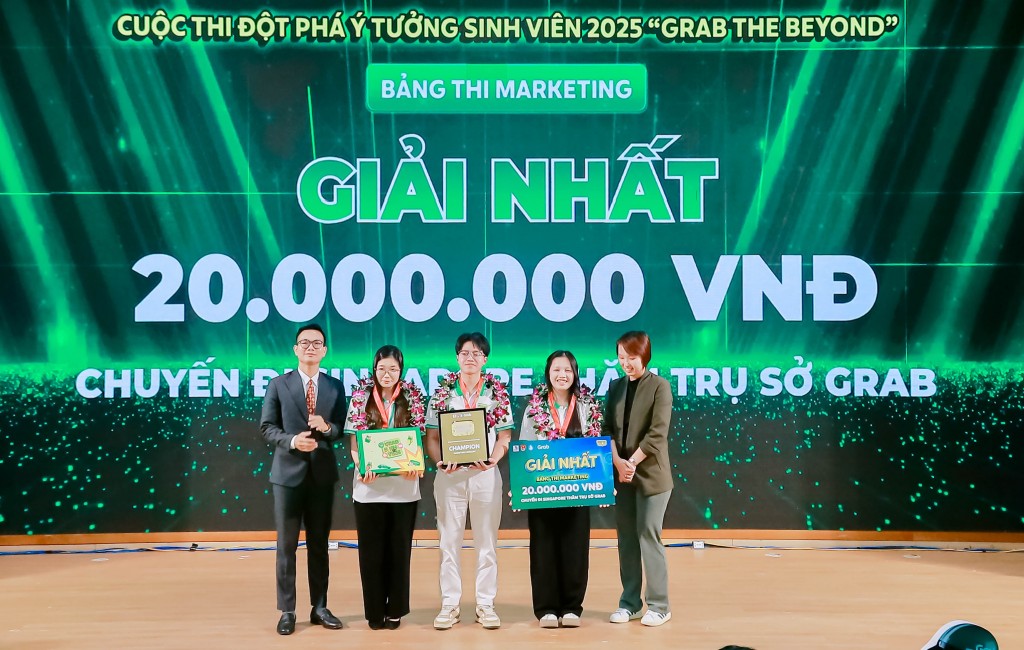 Với ý tưởng “Grab Kèo Keo”, nhóm sinh viên team Grabnificient xuất sắc giành giải Nhất bảng thi Marketing cuộc thi “Đột phá ý tưởng sinh viên - Grab the Beyond 2025”