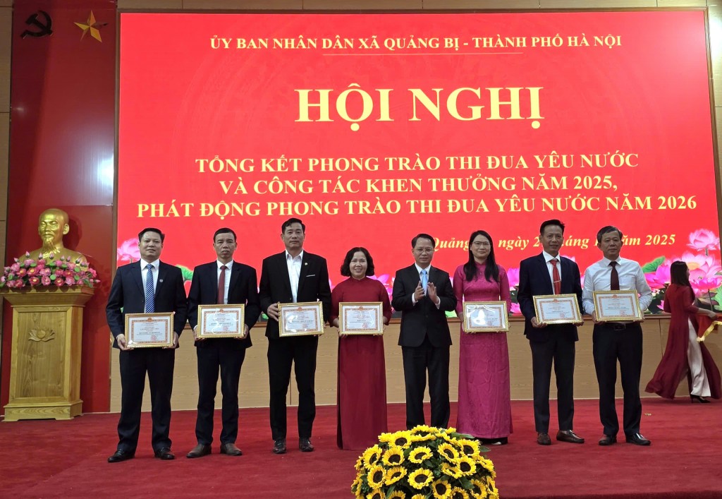 Các tập thể được tặng danh hiệu Lao động tiên tiến của UBND xã Quảng Bị