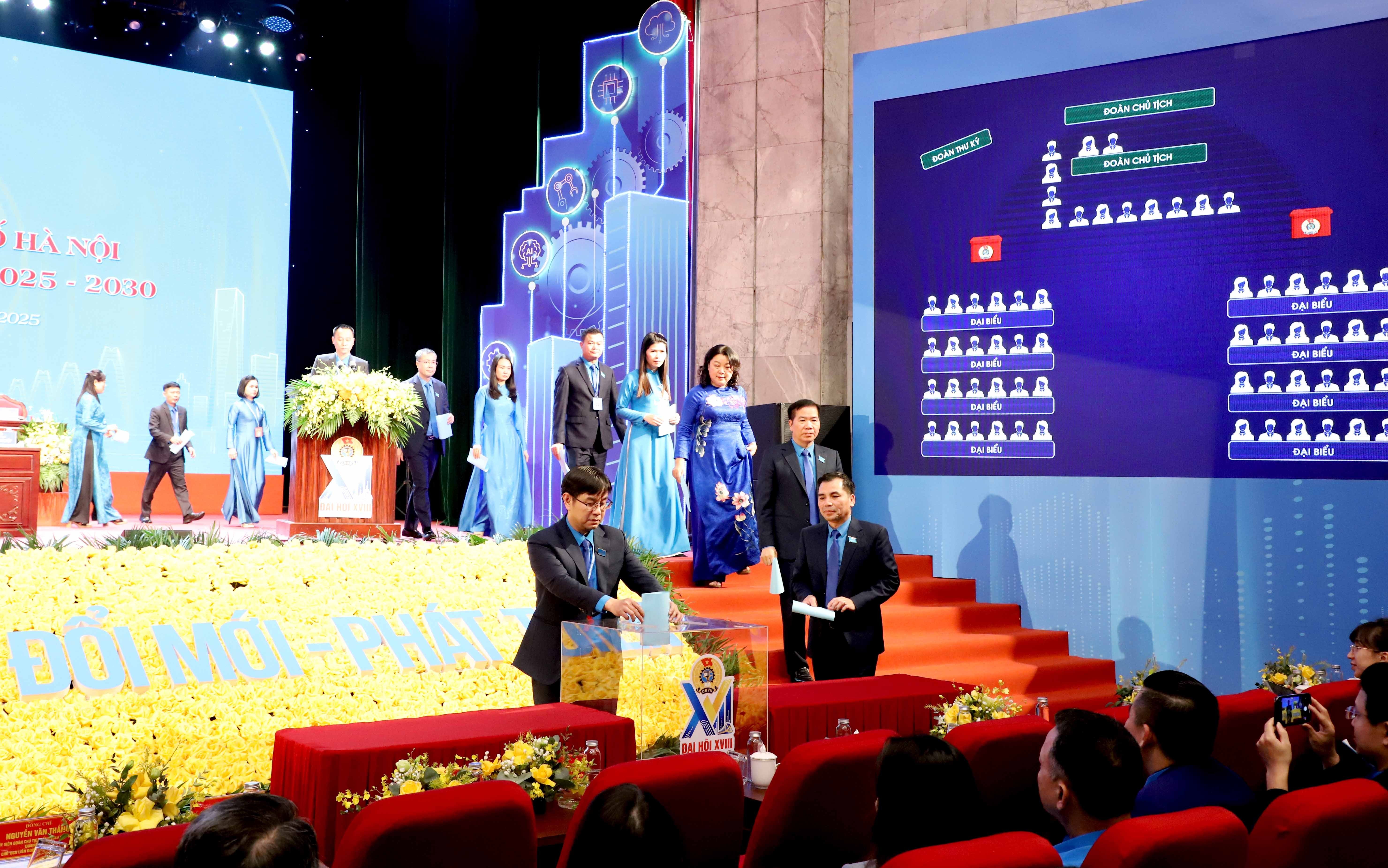 Đại biểu tham gia bỏ phiếu tại Đại hội