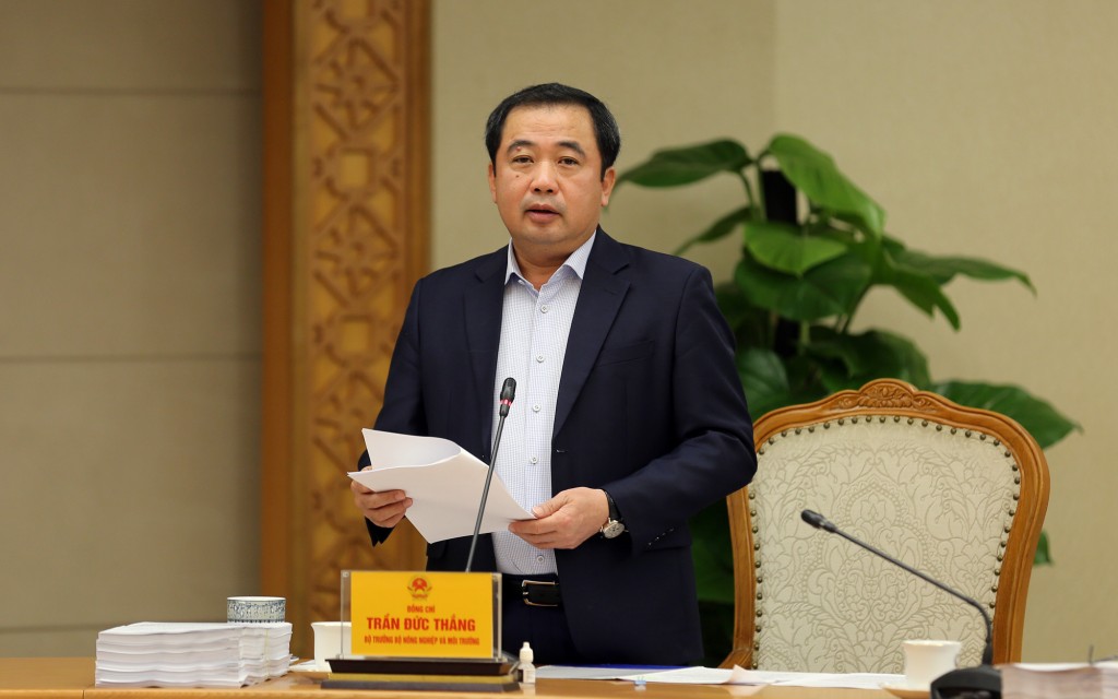 Bộ trưởng Bộ Nông nghiệp và Môi trường Trần Đức Thắng phát biểu - Ảnh: VGP/Minh Khôi
