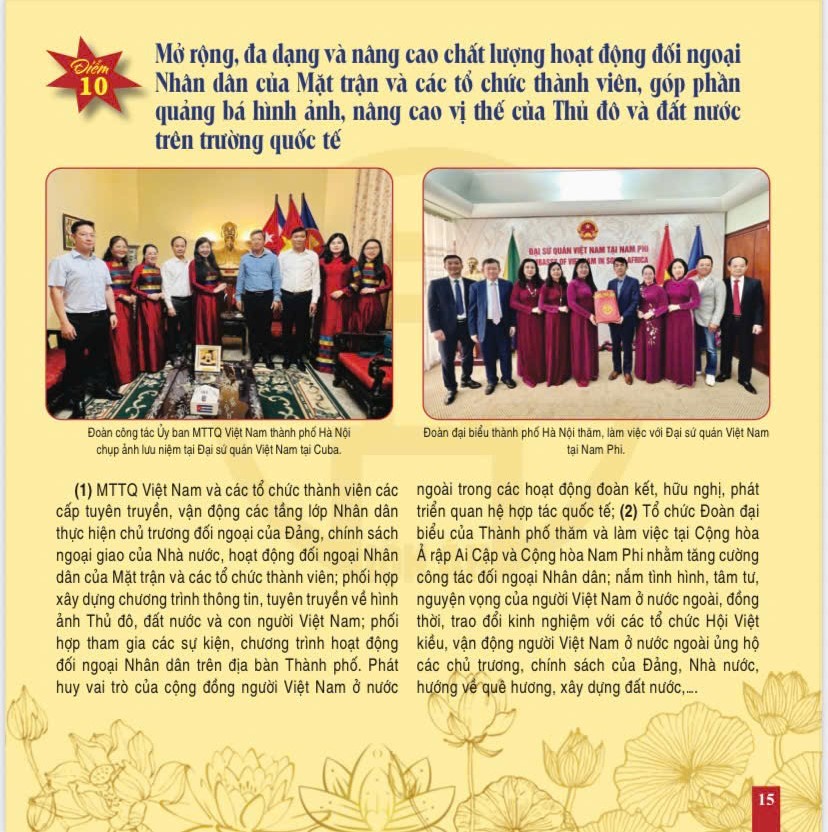 10 điểm mới nổi bật của MTTQ TP Hà Nội năm 2025