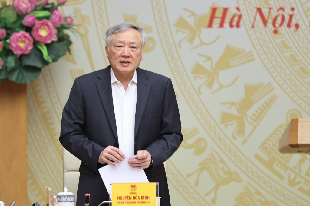 Phó Thủ tướng Thường trực Chính phủ Nguyễn Hòa Bình phát biểu - Ảnh: VGP/Nhật Bắc