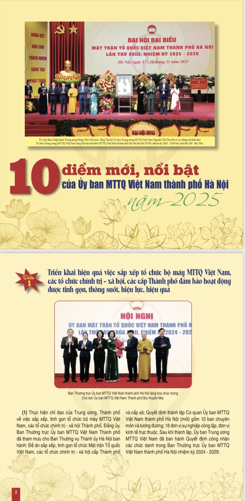 10 điểm mới nổi bật của MTTQ TP Hà Nội năm 2025