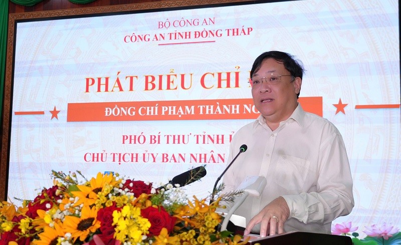Đồng chí Phạm Thành Ngại, Phó Bí thư Tỉnh ủy, Chủ tịch UBND tỉnh Đồng Tháp phát biểu tại Hội nghị.