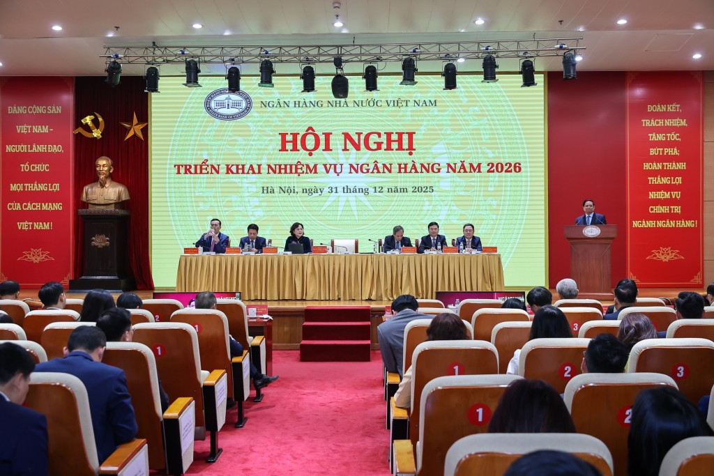 Thủ tướng cơ bản đồng ý với nhiệm vụ, giải pháp trọng tâm năm 2026 của ngành ngân hàng như trong báo cáo của NHNN và ý kiến của các đại biểu; đồng thời nhấn mạnh 8 nội dung trọng tâm - Ảnh: VGP/Nhật Bắc