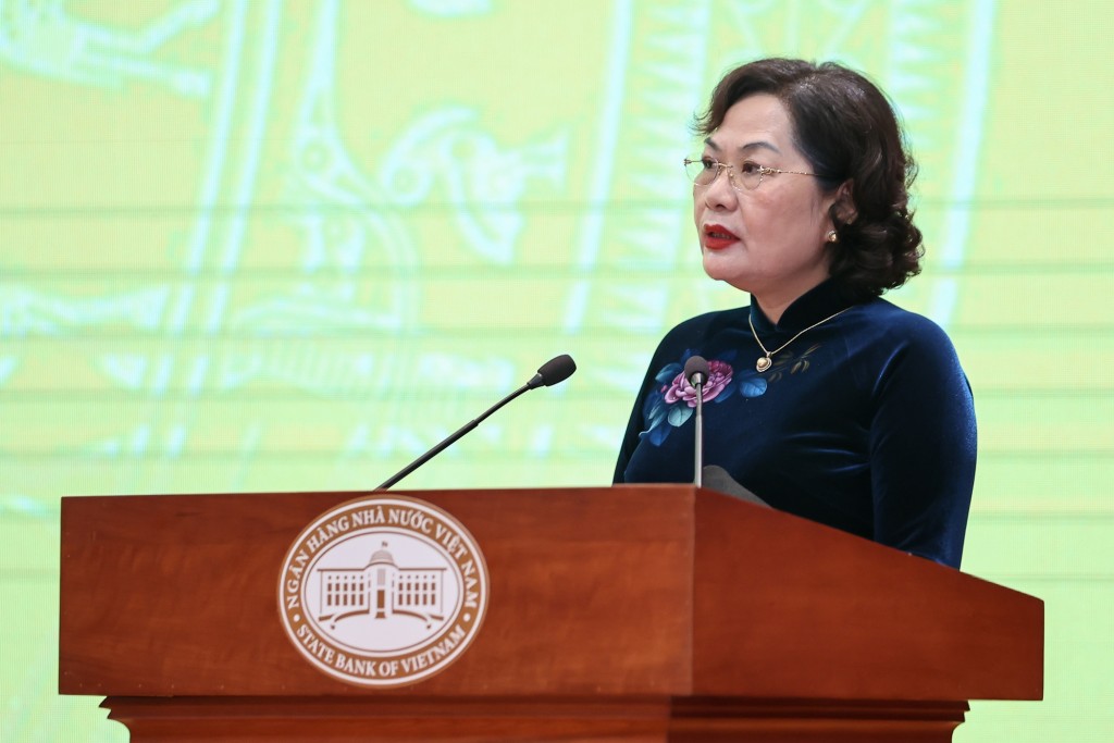 Thống đốc NHNN Nguyễn Thị Hồng phát biểu - Ảnh: VGP/Nhật Bắc