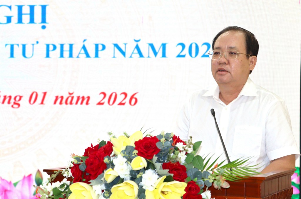 Ủy viên Ban Thường vụ Tỉnh ủy, Phó Chủ tịch Thường trực UBND tỉnh Nguyễn Thanh Phong phát biểu chỉ đạo hội nghị (ảnh: Như Ngọc)