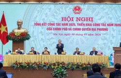 Tổng Bí thư Tô Lâm và các đồng chí lãnh đạo chủ chốt dự Hội nghị toàn quốc Chính phủ và chính quyền địa phương