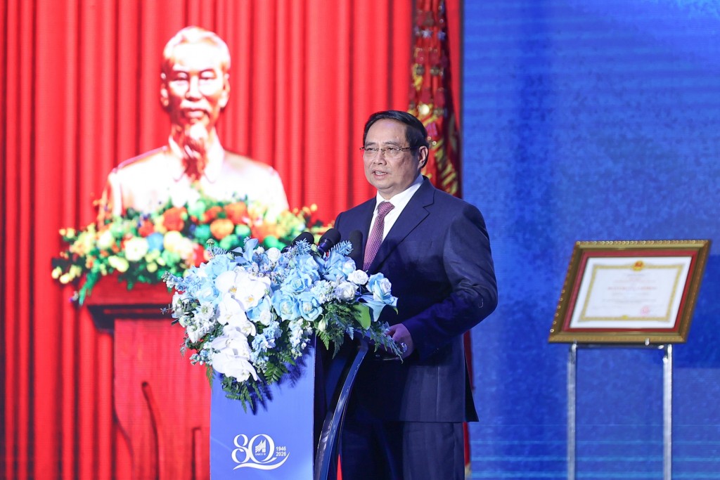 Thủ tướng Phạm Minh Chính phát biểu tại buổi lễ - Ảnh: VGP/Nhật Bắc Thủ tướng Phạm Minh Chính phát biểu tại buổi lễ - Ảnh: VGP/Nhật Bắc