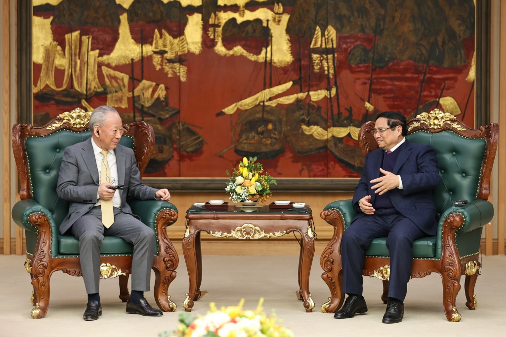 Thủ tướng đề nghị tập đoàn Thái Bình Dương nghiên cứu tiếp tục tham gia các dự án tại Việt Nam nhằm khai thác hiệu quả hơn các không gian phát triển - Ảnh: VGP/Nhật Bắc