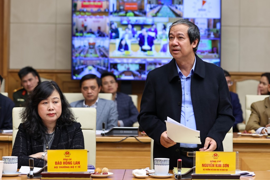 Bộ trưởng Bộ Giáo dục và Đào tạo Nguyễn Kim Sơn phát biểu - Ảnh: VGP/Nhật Bắc