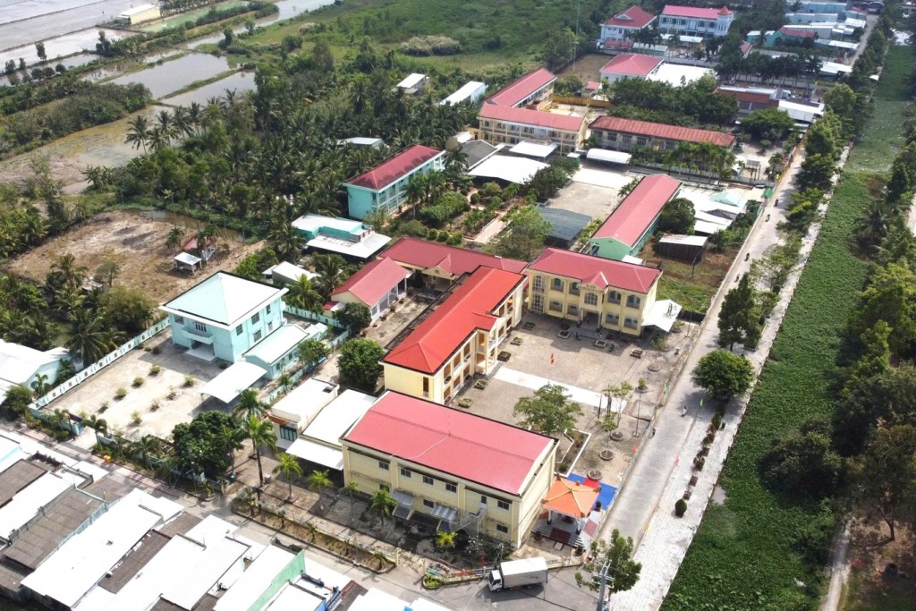 Khu vực được đầu tư xây dựng, nâng cấp đồng bộ Trường Mầm non, Tiểu học và THCS Vĩnh Phú Đông (tỉnh Cà Mau).